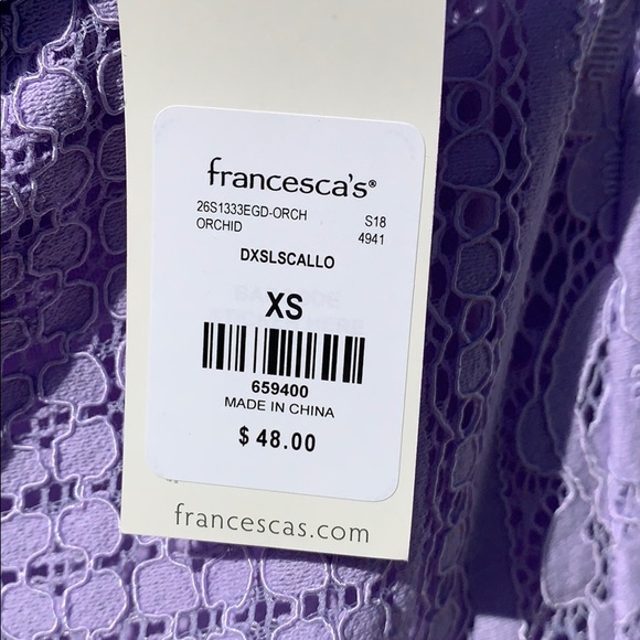 Francesca’s Purple Lace Halter Shift dress size XS - Picture 6 of 6